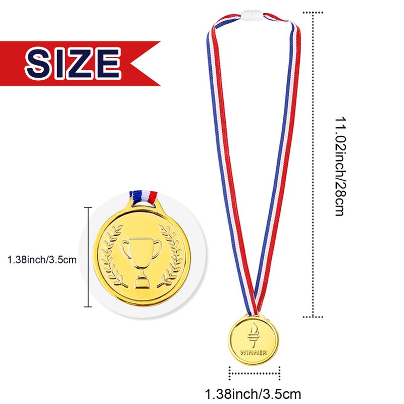 Pllieay 100 Pieces Gold Medals for Awards for Kids Plastic Winner Soccer Football Medals for Kids Awards Party Favors, Sports Party Game Prizes - Image 2